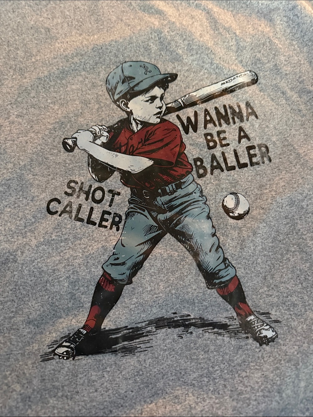 Wanna Be a Baller Graphic Tee - Red & Light Blue